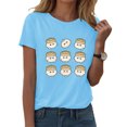 thumbnail image 2 of DXOUPM T-Shirts pour Femmes Mignon Imprimé Boulette Col Rond Manches Courtes Hauts d'Été Doux, 2 of 3