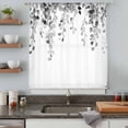 thumbnail image 5 of Grey Eucalyptus Leaves Sheer Curtains 45 Inches Long, Weeping Spring Botanical Summer Light Filering Curtains, Breathable Simi Curtain Privacy Drapes for Kitchen Bathroom Small Window Treatment, 5 of 9
