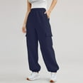 thumbnail image 2 of Summer Pants for Women Daily Home Outdoor Elastic Waist Side Pockets Trousers Casual Workout Trousers Sweatshirt Cargo Pants And Young Work Outfits Dressy Jumpsuits for Women Petite Navy XL, 2 of 4