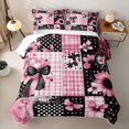 thumbnail image 2 of Manfei Cartoon Bowknot Twin Quilt Set for Girls Teens,Geometric Plaid Chic Flowers Twin Coverlet Set, 2 of 7
