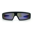 thumbnail image 4 of 80s Robotic Sci-fi Futurism Narrow Rectangle Wrap Around Plastic Sunglasses Black - Blue Mirror, 4 of 8