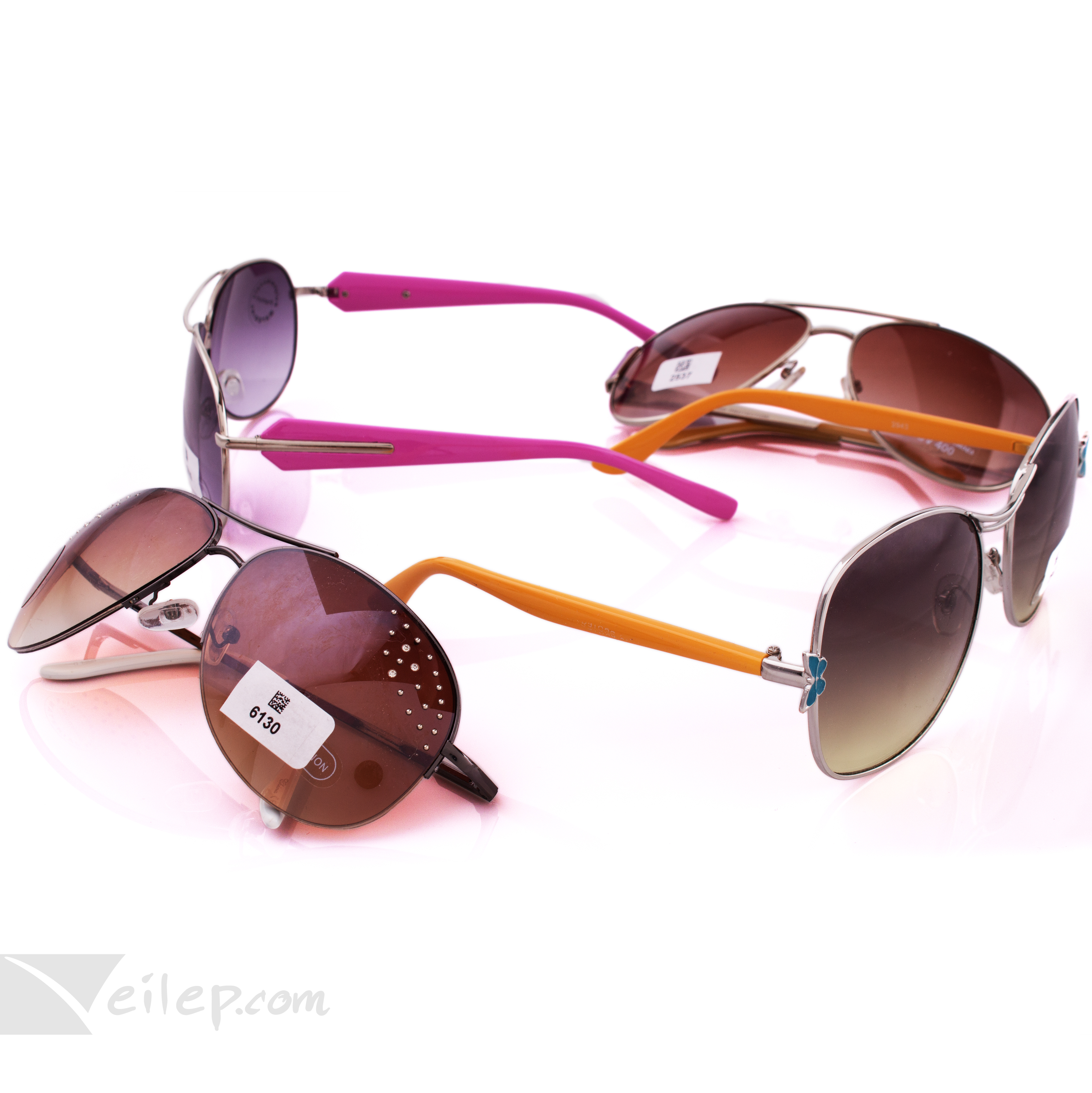 Assorted Women's Aviator Sunglasses, Multicolors, OneSize, 4 Pack