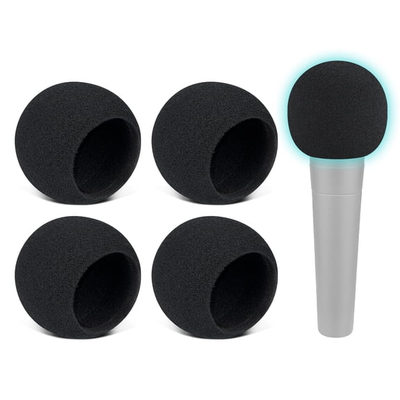 SOULWIT 4Pcs Microphones Pop Filter for Shure SM58/SM58 Pro/BETA 58A, Protective Mic Cover Windscreen Foam - Black