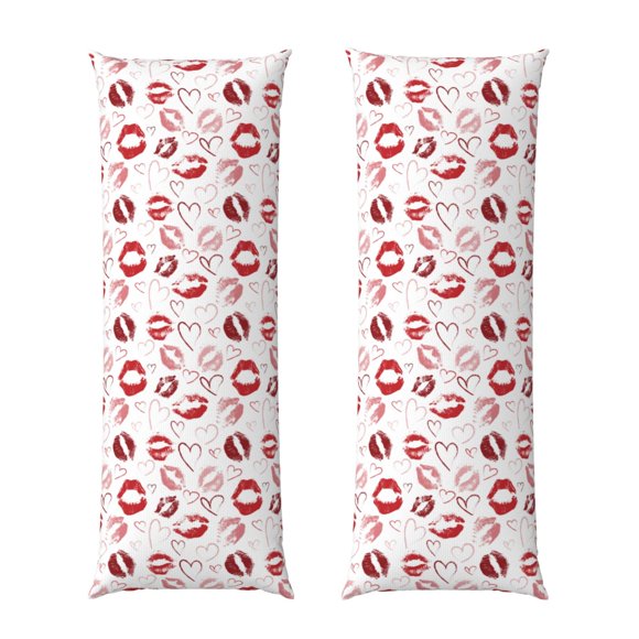 Kdxio Red Lips Print Body Pillow Cover with Zipper,Soft Body Pillow Pillowcase,Long Pillow Case Cover,20x54 Inch