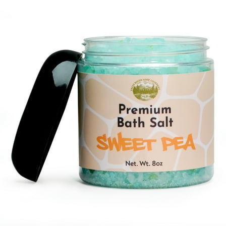 Sweet Pea Salt Scrub - 8oz Detox Bath Salt Body Scrub, Great as a Face Scrub & Exfoliating Body Scrub for Acne Scars, Stretch Marks, Foot Scrub, Great Gifts For Women - Falls River Soap Company