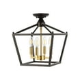 thumbnail image 3 of JONATHAN Y Plains Mini Lantern 12" 4-Light Iron Modern Farmhouse Pagoda LED Semi Flush Mount Lantern, Oil Rubbed Bronze/Brass Gold, JYL7610G, 3 of 9
