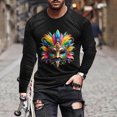 thumbnail image 1 of Blusas y camisas de manga larga con cuello redondo para hombre Blusa de manga larga con cuello redondo y estampado de carnaval para hombre Blusa de poliéster para hombre, 1 of 4