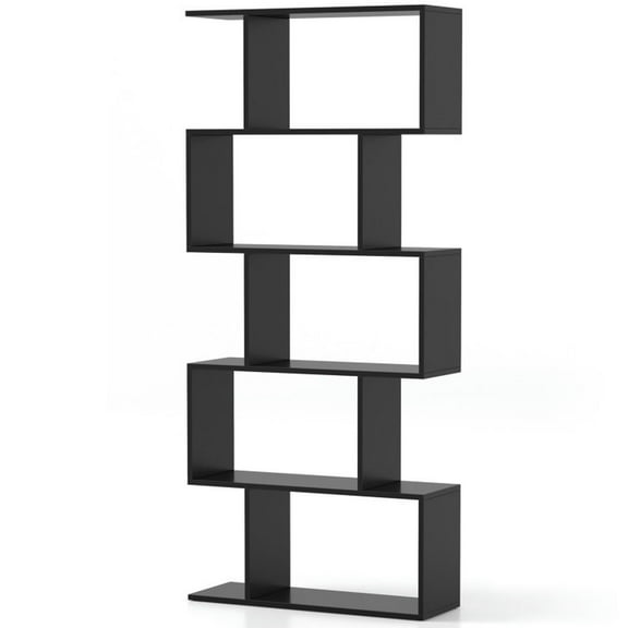 Resenkos Bookshelf,Shelf, Open Bookcase Book Shelf,Storage Shelf Unit Plant Stand,5-Tier Bookshelf with Anti-Toppling Device for Living Room Home Office-Black