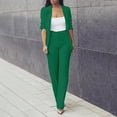 thumbnail image 2 of Breezora Women's Autumn Two Piece Suit Set Slim Fit Blazer and Trousers Office Work Professional Outfits for Ladies XXXXXL Size Green, 2 of 7
