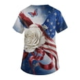 thumbnail image 4 of America 250 Scrub Tops for Women Usa Flag Print 4th Of July Patriotic Star V Neck Tops Short Sleeve Classic Fit Quick Dry Nursing Uniforms with Pockets, #01 Dark Blue, M, 4 of 4