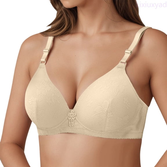 Lixiuxyad Wirefree Bras For Comfortable Support NonPadded Underwire Everyday TShirt Bra Soft Cup Full Coverage,Bras for Women Beige 36