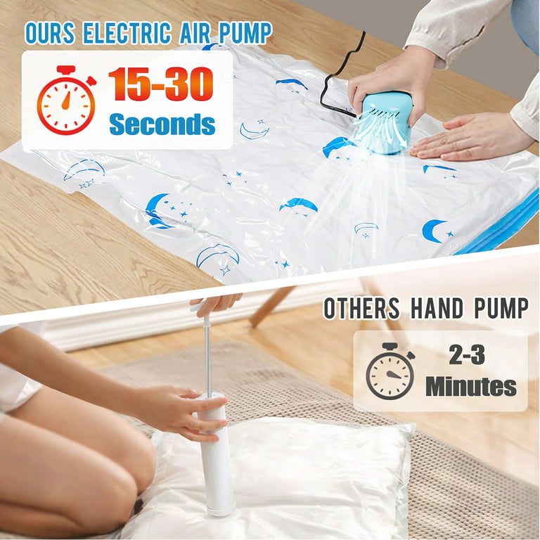  12Pack Jumbo Vacuum Storage Bags, Space Saver Bag for Clothes,  Clothing, Bedding, Pillows, Comforters, Blankets, House Moving, Travel,  Vacuum Seal Compression Bags with Hand Pump, Cap-free Air Valve : Home 
