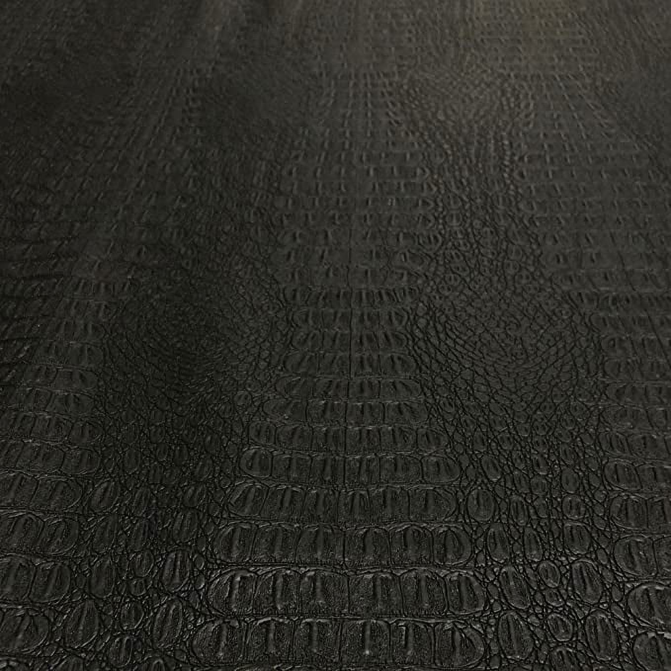 Gator Faux Leather, Soft Textured Crocodile Vinyl Fabric, Alligator Skin Embossed Upholstery And DIY Craft Pleather Sheets – Cut Continuously By The Yard (Black)