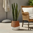 thumbnail image 7 of Benjara Reno 15" Planter- Rope Woven Design- White and Brown Finished Resin, 7 of 7