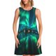 thumbnail image 1 of Balery Northern Lights Vestidos de verano para mujer con estampado: vestido holgado sin mangas, vestido playero informal y cómodo para días calurosos., 1 of 7
