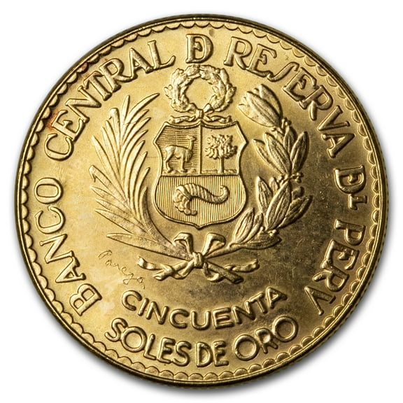 1965 Peru Gold 50 Soles 400th Anniversary of the Mint BU