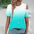 thumbnail image 6 of Womens Cold Shoulder Tops 2024 Summer Trendy Gradient Dressy Casual T-Shirts Crewneck Ladies Going Out Tunic Blouses, 6 of 6