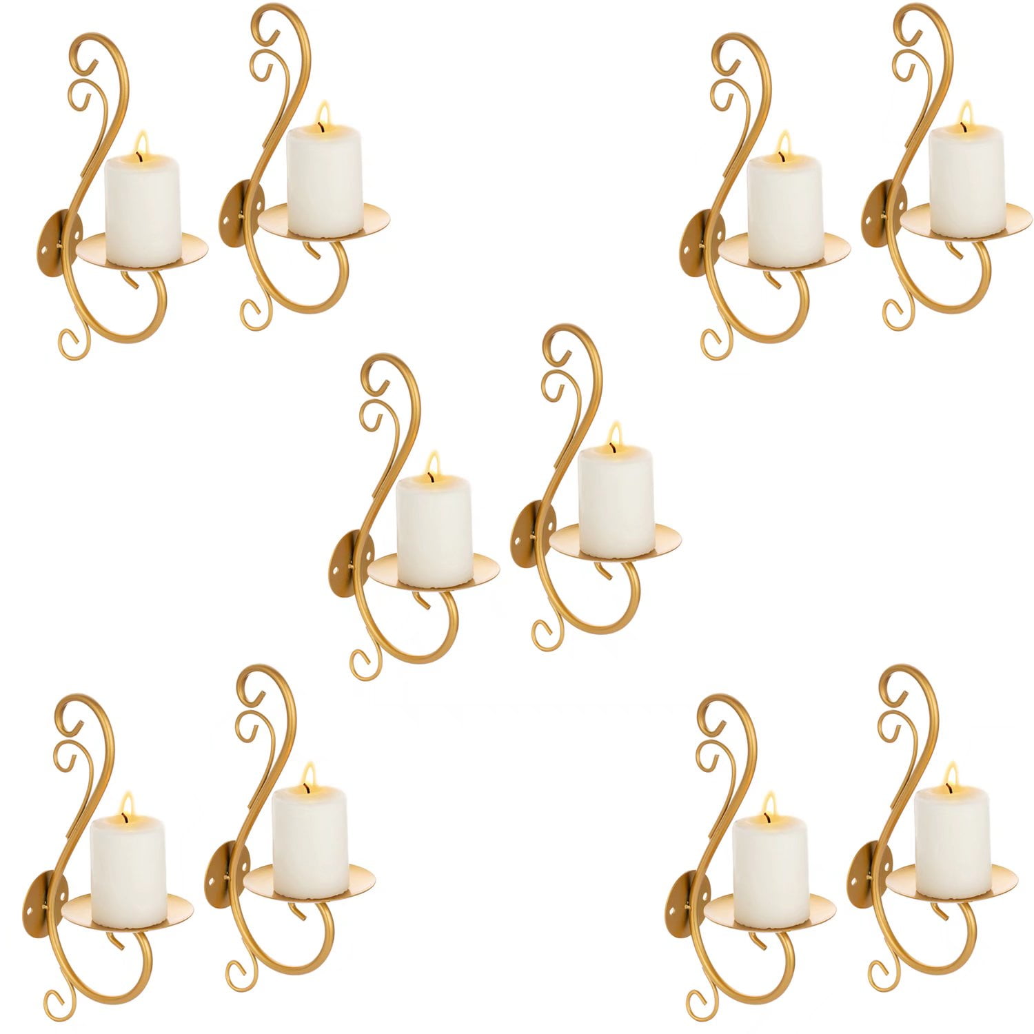 Sziqiqi Wall Candle Holder Gold Candle Sconces Living Room Decor Set of 10