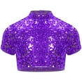 thumbnail image 3 of TiaoBug Kids Girls Shiny Sequined Crop Top Club Party Disco Shirt Jazz Hip-hop Dance Costume Purple 8, 3 of 7
