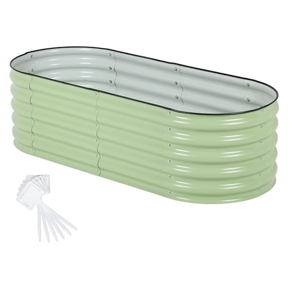 17" Tall Oval Galvanized Raised Garden Bed Kit, 4-in-1 Large Metal Outdoor Planter Box for Vegetables, Flowers, and , 5 x 2 x 1.5 Ft, Olive Green