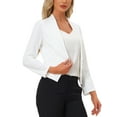 thumbnail image 4 of Conjunto de Blazer de Oficina para Mujeres, Blazer Sin Cuello, Traje Casual de Negocios, Blazer Corto en Crema Blanco, 4 of 6