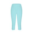 thumbnail image 4 of Lenpel Capri Leggings for Women Soft Comfy High Waisted No See Through Skinny Workout Yoga Capris Running Cropped Pants, 4 of 6