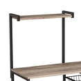 thumbnail image 2 of 52 Inch Wood Bakers Rack, Kitchen Shelf, 6 Hooks, Workstation, Brown, Black- Saltoro Sherpi, 2 of 10