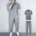 thumbnail image 2 of Conjuntos de camiseta y pantalones, ropa deportiva de corte regular, lisa y estética, para hombre, chándal de alta calidad, ropa de lujo S, 2 of 5