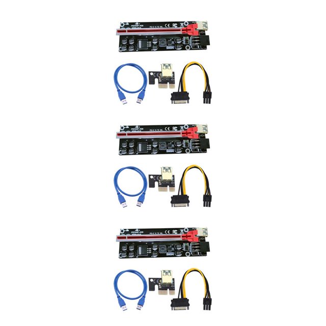 tredstone PCI-E 1x to 6x USB3.0 Extender Card Electronics Component Adapter Red Slot Blue Cable 3Set