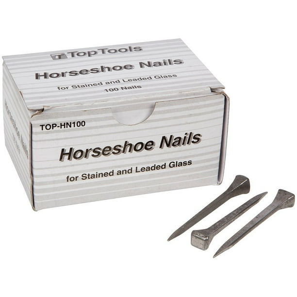 Top Tools Steel 2 Inch Horseshoe Nails Box of 100, Nails can be used alone  to secure lead or glass while assembling projects By BcTlyInc - Top Tools  Ship from US