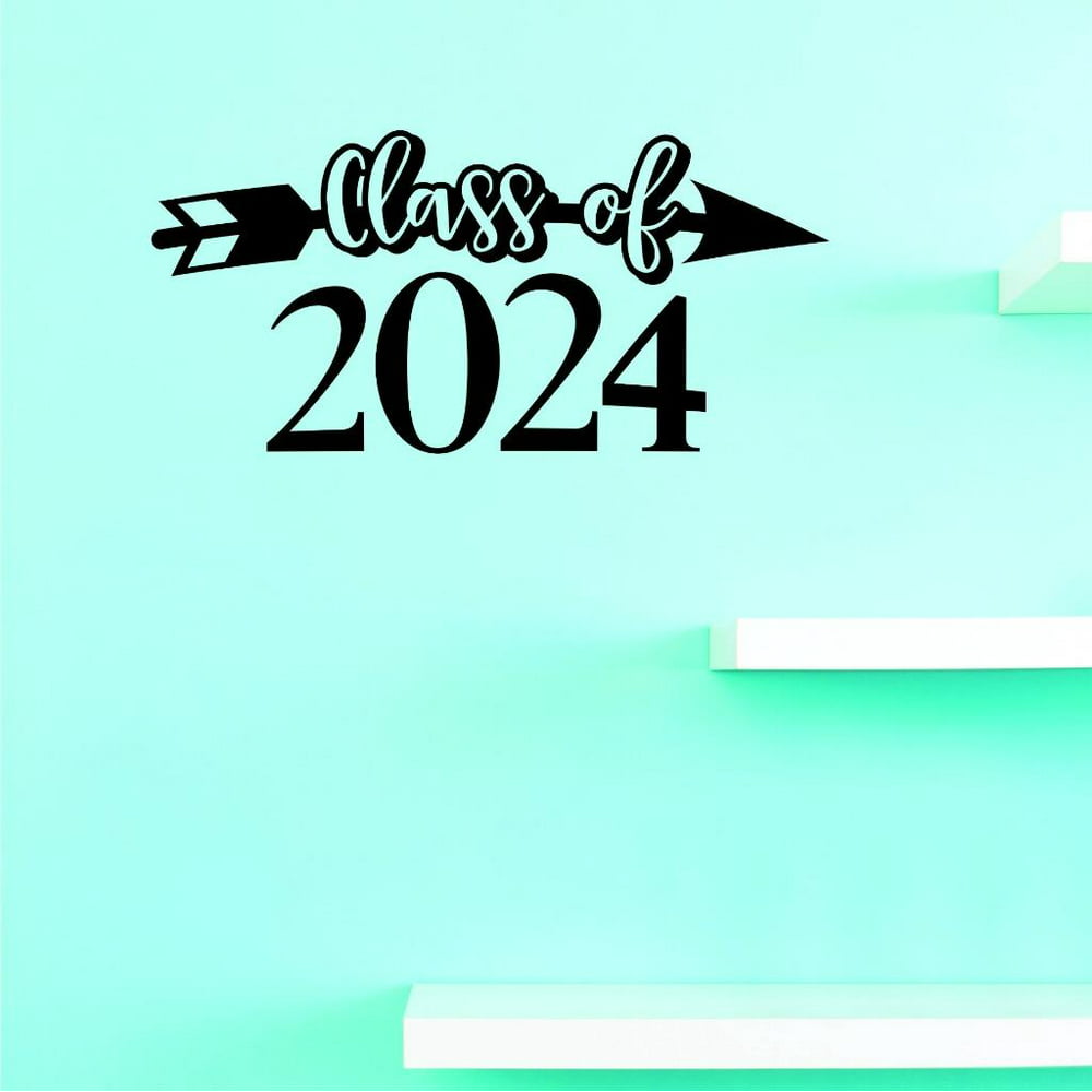 Custom Decals Class Of 2024 Wall Art Size 14 X 28 Inches Color Black