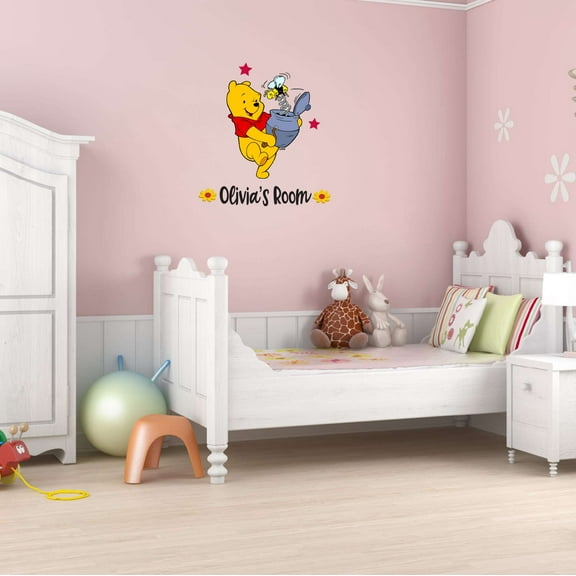 Children Cute Cartoon Wall Decal Decoration Cute Cartoon Bear Honey Bee theme Home Decor Lasts Years and Easily Removable - Size: 9 In(W) x 10 In(H)