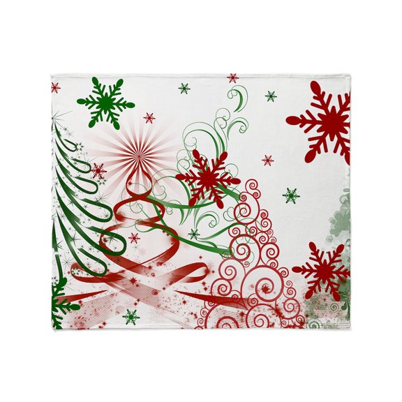 CafePress - Abstract Green And Red Christmas Tre Throw Blanket - Soft Fleece Throw Blanket, 50"x60" for All Ages