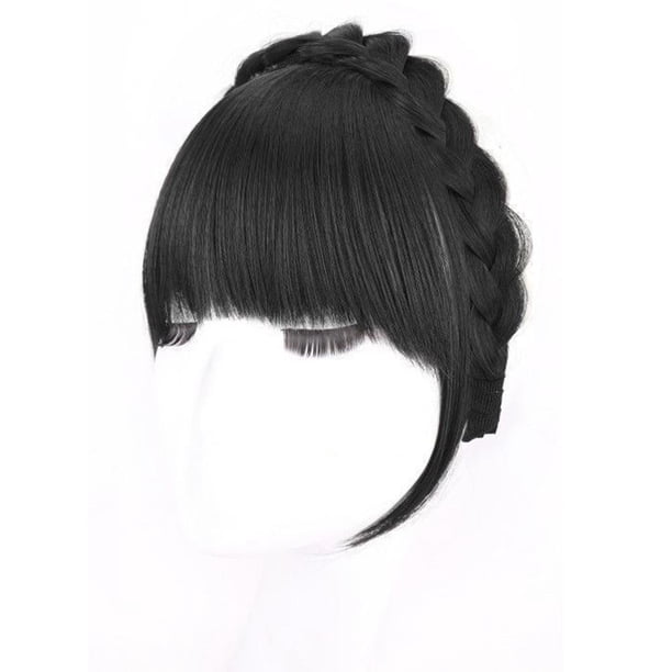 WAITLOVER Peluca con flequillo natural, diadema para niñas, trenza de espina de pescado, peluca E2 nueva H6E5\ц