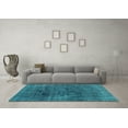 thumbnail image 3 of Ahgly Company Machine Washable Indoor Rectangle Abstract Turquoise Blue Modern Area Rugs, 3' x 5', 3 of 4