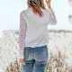 thumbnail image 5 of Camisas de manga larga para mujer, con solapa de encaje, corte holgado, túnica de otoño, tops de otoño para mujer Pompotops FGAJ8563, 5 of 9