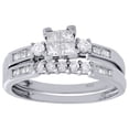 thumbnail image 2 of 10K WOMENS WHITE GOLD PRINCESS CUT DIAMOND ENGAGEMENT BRIDAL WEDDING RING SET, 2 of 5