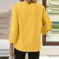 thumbnail image 4 of TKLPEHG 3/4 Sleeve Tops for Women Cotton Linen Roll Sleeve Tunic Tops Spring Soft Lightweight V-Neck Solid Color Blouses (Yellow,XL), 4 of 7