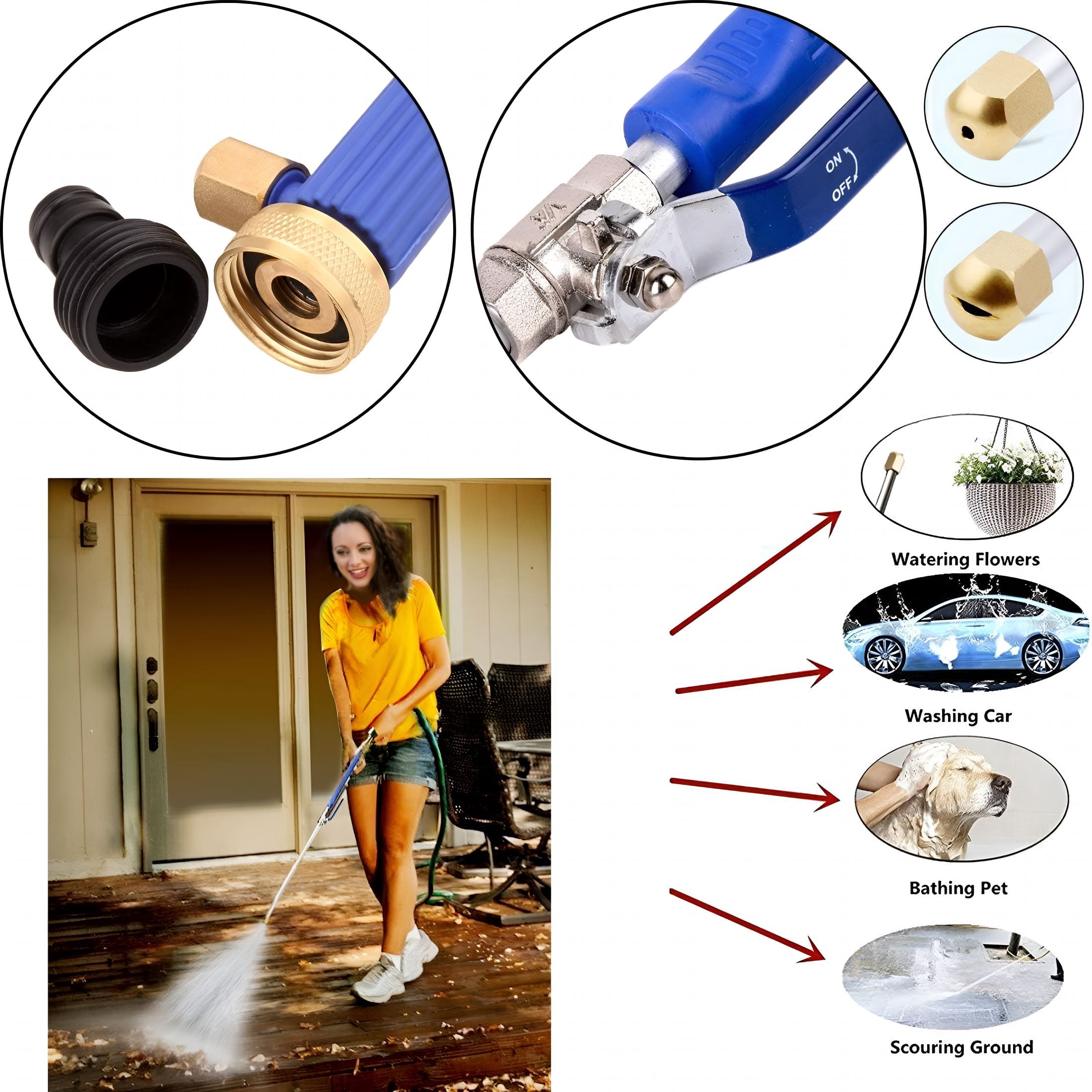 CURYMAY High Pressure Power Washer Wand, Watering Sprayer Cleaning Tool, Hydro Jet Water Hose Nozzle, Wand Lance for Gutter Patio Car Pet Window Blue