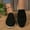 Black, variant on Women's Wide Width Linen Mules, Slip-On Round Toe Soft Sole Casual Flat Shoes for All Seasons, Multi-Color