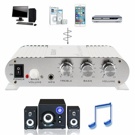 65w Bass Amplifier (12V-18V 2A 20W HiFi CD MP3 Radio Car Home Audio Stereo Bass Speaker Amplifier Booster w/Jack for MP3/MP4/CD Player - For Car Connection Home)
