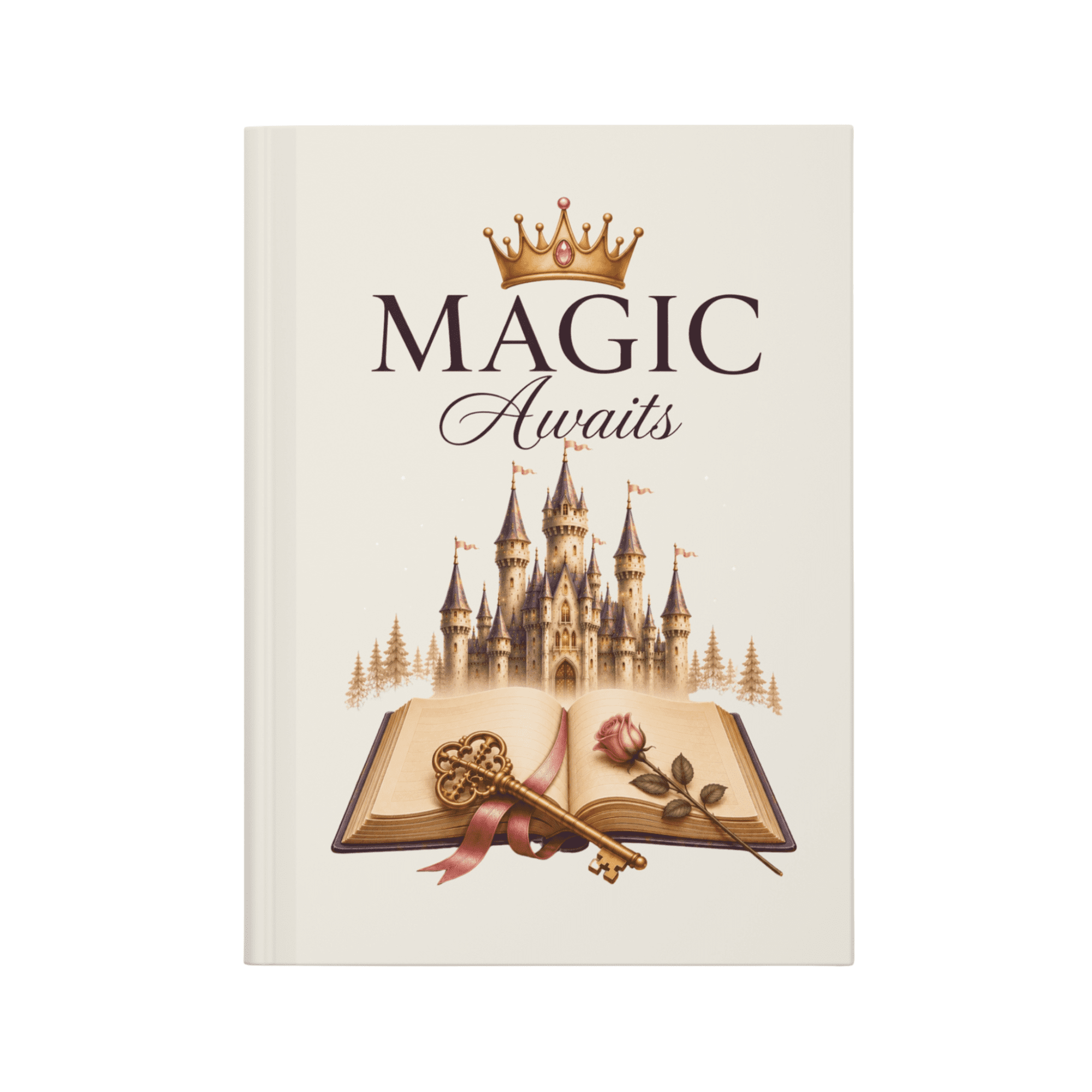 Magic Awaits Fairytale Hardcover Journal Ivory Lined Writing Notebook Castle and Storybook Design