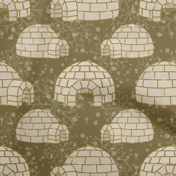 oneOone Cotton Cambric Dark Olive Green Fabric Igloo Craft Projects Decor Fabric Printed By The Yard 56 Inch Wide