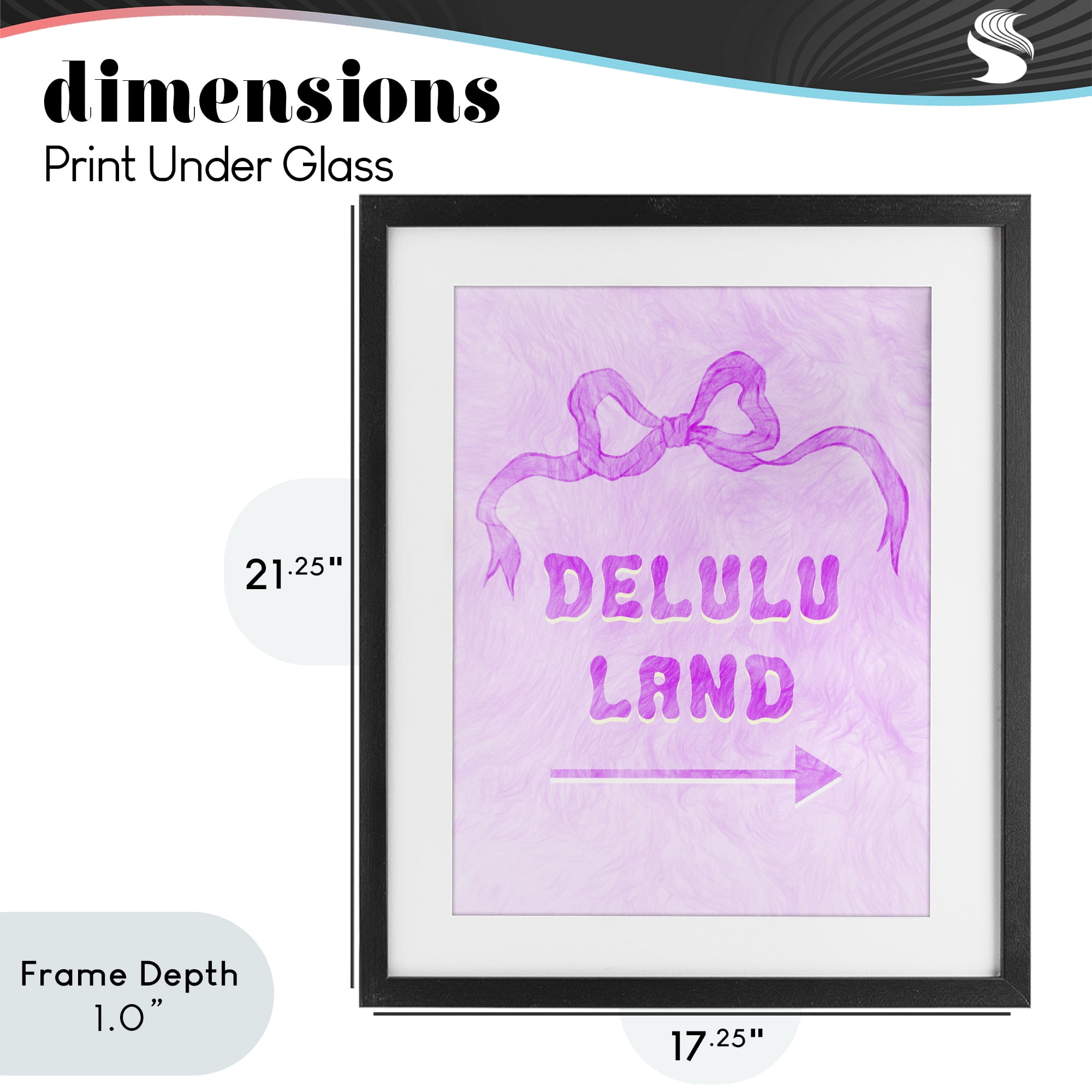 Stupell Industries Delulu Land Feminine Ribbon Black Framed Print Under Glass, design by Ziwei Li
