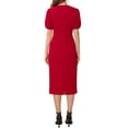 thumbnail image 3 of INSPIRE CHIC Women's Formal Sheath Dress Puff Sleeve Keyhole Round Neck Elegant Business Midi Pencil Dresses XL Red, 3 of 6
