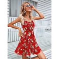 thumbnail image 5 of Women's Summer Dresses Boho Sleeveless Dress Halter Floral Short Party Casual Fit Elegant Vacation Sundress (Red,X-Large), 5 of 5