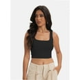 thumbnail image 3 of Women's Basic Square Neck Sleeveless Crop Tank Top - Fitted Casual Cami, 3 of 6