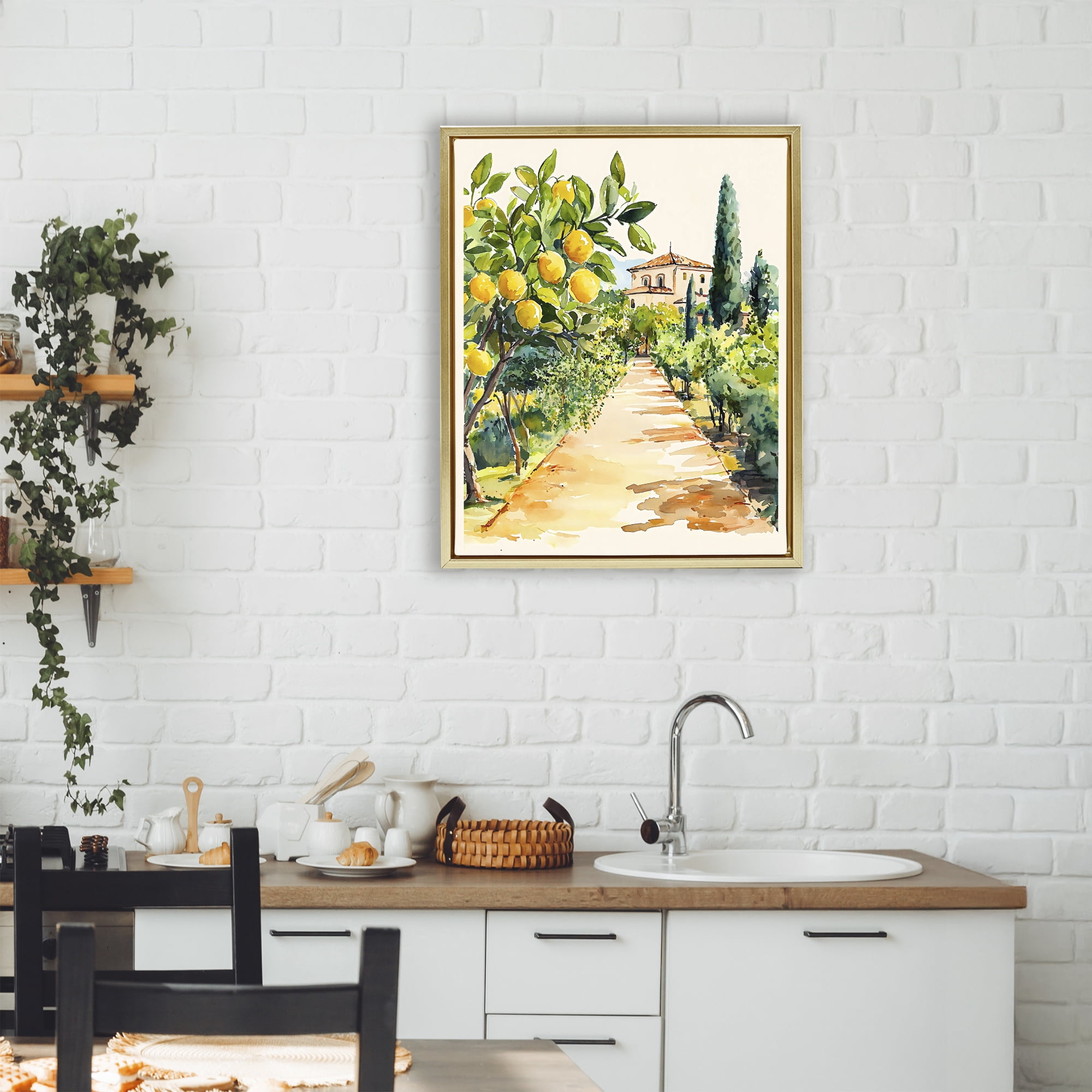 Stupell Industries Lemon Grove Pathway Gold Framed Floater Canvas Wall Art, design by LSR Design Studio