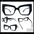 thumbnail image 2 of Womens Oversized Thick Squared Cat Eye Clear Lens Fashion Eyeglasses Black, 2 of 8