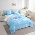 thumbnail image 3 of Feelyou Cartoon Blue Ribbon Twin Bedding Sets 7-Piece for Kid, Glitter Dreamy Stars Bedding Comforter Set, Modern Fashion Bow-tie Reversible Sheet Sets, Lightweight Room Decor, 3 of 8
